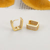 Copper Inlaid Zircon 18K Gold Plated Square U Shaped Full Diamond Light Luxury Women's Earrings
