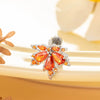 Copper Inlaid Zircon Leaf Geometric Style Titanium Steel Earrings For Boys