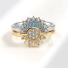 Copper Inlaid Zircon Stacking Style Sun And Moon Open Couple Ring