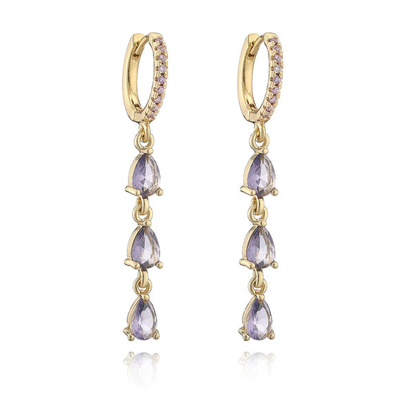 Copper Inlaid Zircon Sweet Fruit Shape Drop Earrings For Women