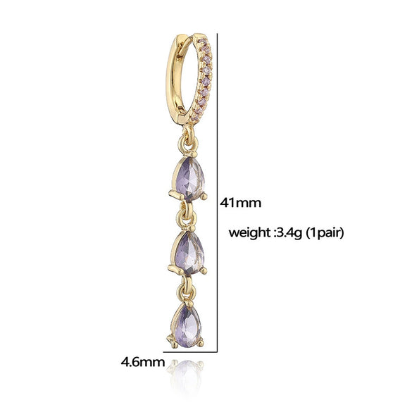 Copper Inlaid Zircon Sweet Fruit Shape Drop Earrings For Women