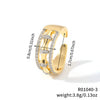 Copper Inlaid Zirconium Geometric Cross Asymmetrical Open Ring Electroplated Fashion Jewelry For Men And Women