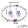 Copper Inlaid Zirconium Jewelry Set With Maple Leaf Petals And Flower Pattern Electroplated Design