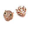 Copper Inlaid Zirconium Loose Beads Accessories Jewelry Pendant With Fourcolor Leopard Head Green Eye And Round Hole Electroplated