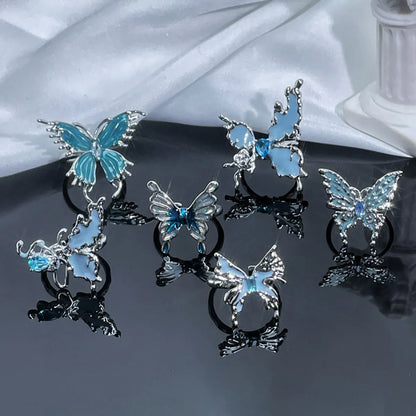 Copper Inlay Animal Butterfly Zircon Open Rings