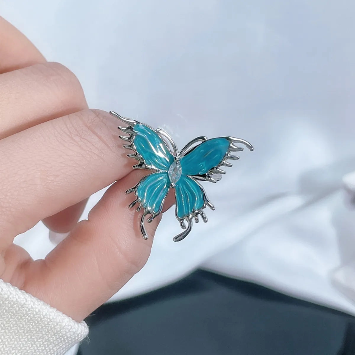 Copper Inlay Animal Butterfly Zircon Open Rings