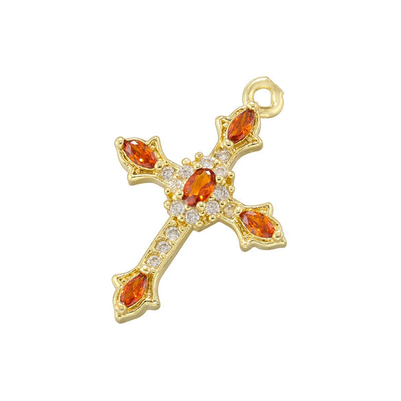 Copper Inlay Colored Diamond Cross Jewelry Pendant With Geometric Pattern And Personality Style