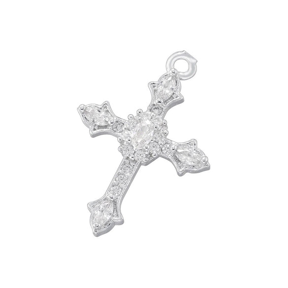 Copper Inlay Colored Diamond Cross Jewelry Pendant With Geometric Pattern And Personality Style