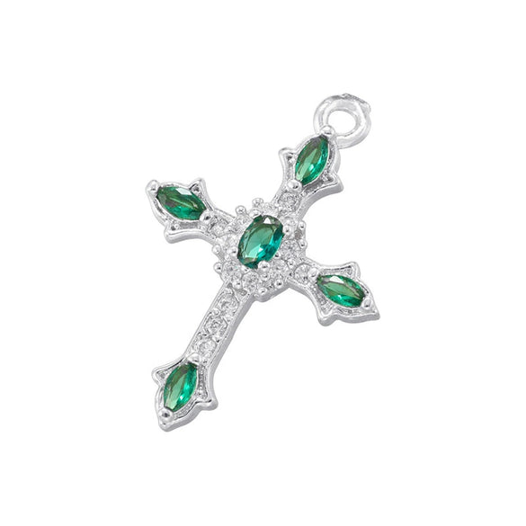Copper Inlay Colored Diamond Cross Jewelry Pendant With Geometric Pattern And Personality Style