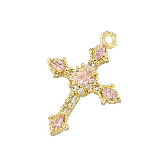 Copper Inlay Colored Diamond Cross Jewelry Pendant With Geometric Pattern And Personality Style