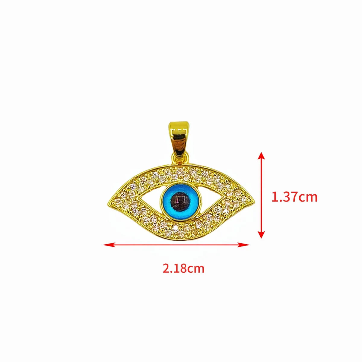 Copper Inlay Devil'S Eye Heart Shape Zircon Pendant Necklace