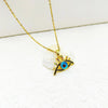 Copper Inlay Devil'S Eye Heart Shape Zircon Pendant Necklace