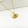 Copper Inlay Devil'S Eye Heart Shape Zircon Pendant Necklace