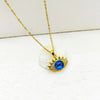 Copper Inlay Devil'S Eye Heart Shape Zircon Pendant Necklace