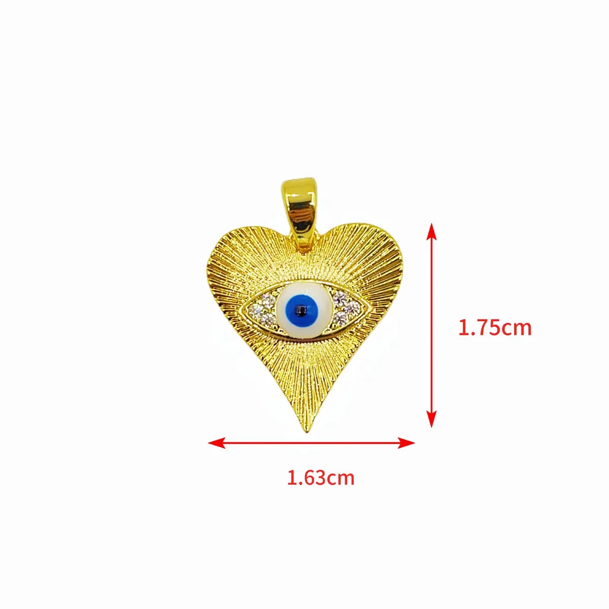 Copper Inlay Devil'S Eye Heart Shape Zircon Pendant Necklace