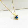 Copper Inlay Devil'S Eye Heart Shape Zircon Pendant Necklace