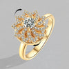 Copper Inlay Flower Butterfly Zircon Open Rings