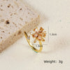 Copper Inlay Flower Butterfly Zircon Open Rings