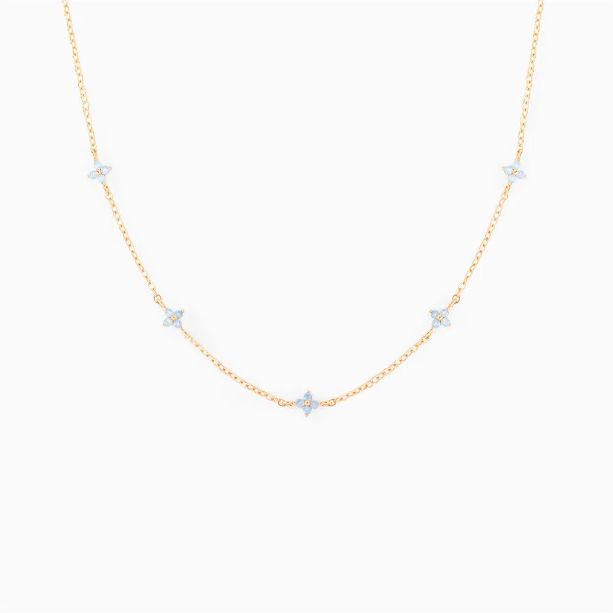 Copper Inlay Flower Petal Zircon Anklet Necklace