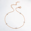 Copper Inlay Flower Petal Zircon Anklet Necklace