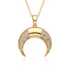 Copper Inlay Geometric Star Moon Zircon Pendant Necklace
