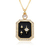 Copper Inlay Geometric Star Moon Zircon Pendant Necklace