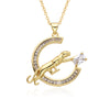 Copper Inlay Geometric Star Moon Zircon Pendant Necklace