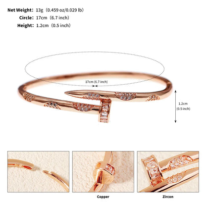 Copper Inlay Geometric Zircon Bangle