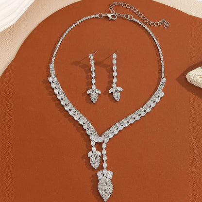 Copper Inlay Geometric Zircon Jewelry Set