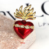 Copper Inlay Heart Shape Wings Zircon Open Rings