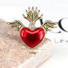 Copper Inlay Heart Shape Wings Zircon Open Rings