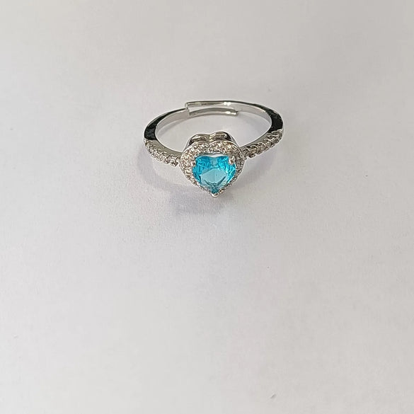 Copper Inlay Heart Shape Zircon Adjustable Ring