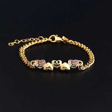 Copper Inlay Heart Shape Zircon Bracelets