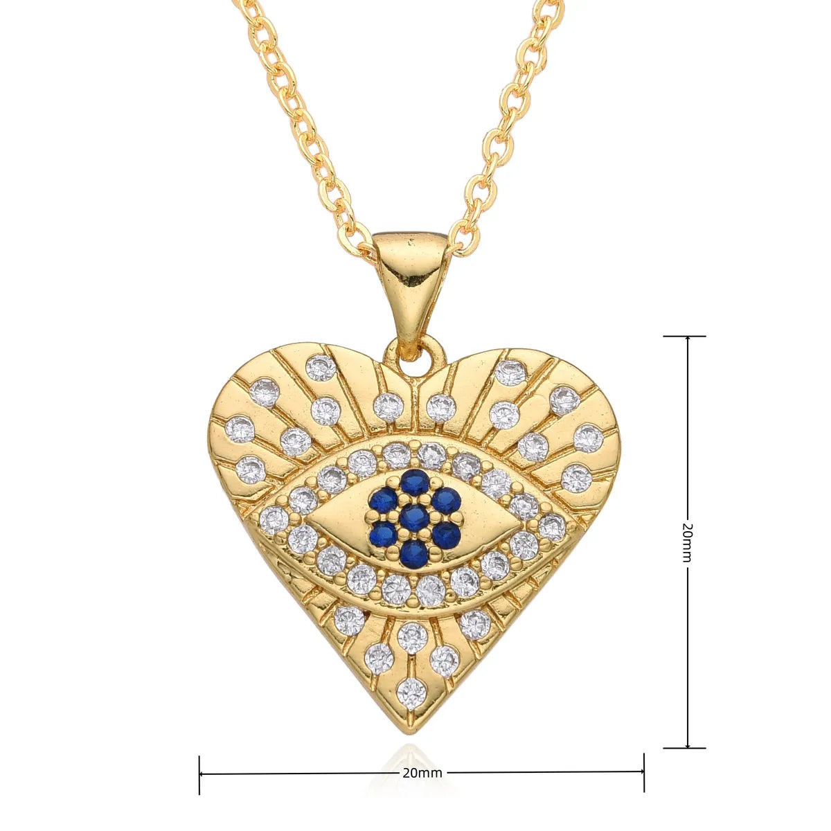 Copper Inlay Heart Shape Zircon Pendant Necklace