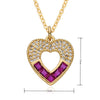 Copper Inlay Heart Shape Zircon Pendant Necklace