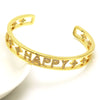 Copper Inlay Letter Star Smiley Face Artificial Gemstones Bangle