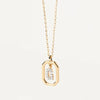 Copper Inlay Letter Zircon Pendant Necklace