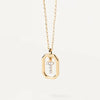 Copper Inlay Letter Zircon Pendant Necklace