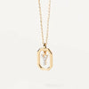 Copper Inlay Letter Zircon Pendant Necklace