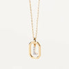 Copper Inlay Letter Zircon Pendant Necklace