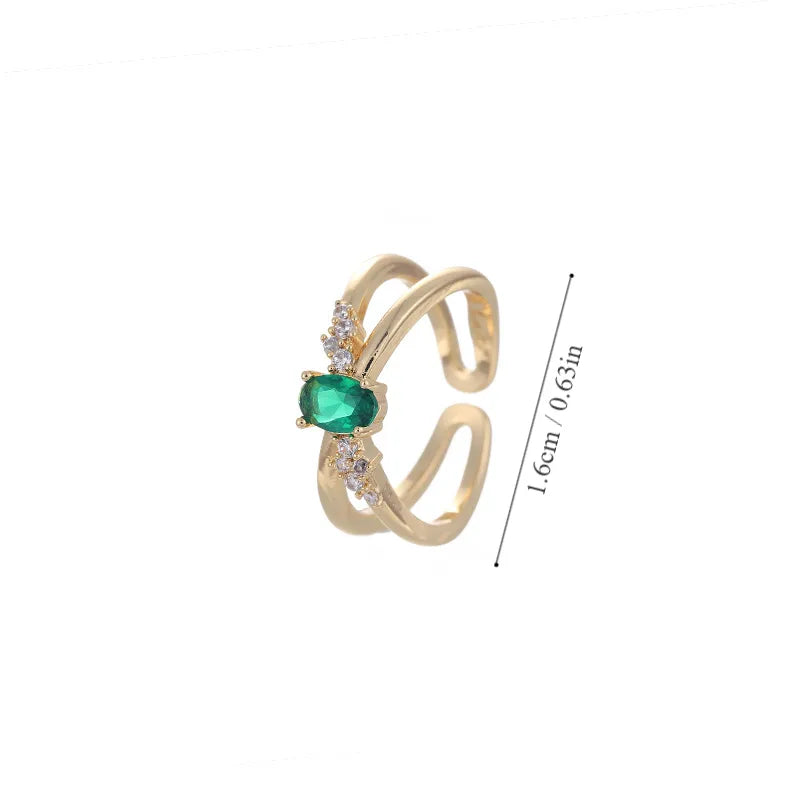 Copper Inlay Solid Color Zircon Rings