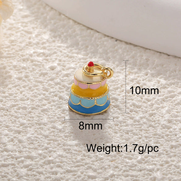 Copper Jewelry Accessories Pendant Exquisite Oil Dripping Candy Cake Dessert Donut Ice Cream Mushroom Shaped Electroplated