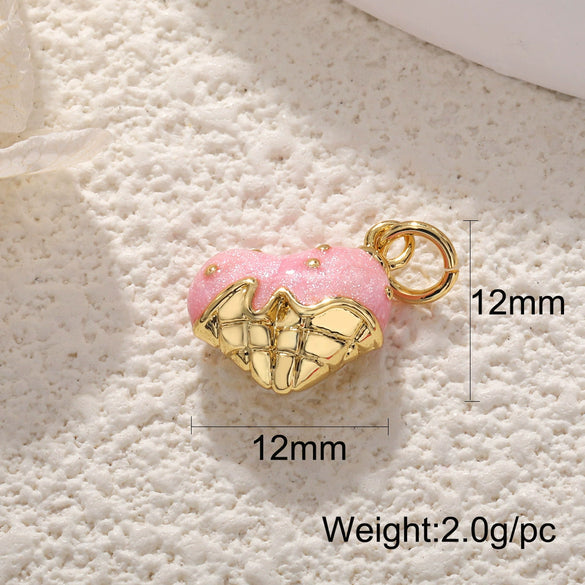 Copper Jewelry Accessories Pendant Exquisite Oil Dripping Candy Cake Dessert Donut Ice Cream Mushroom Shaped Electroplated