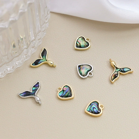 Copper Jewelry Accessories With Abalone Fritillaria Love Man Fish Tail Pendant Diy Handmade Gold Color Electroplated