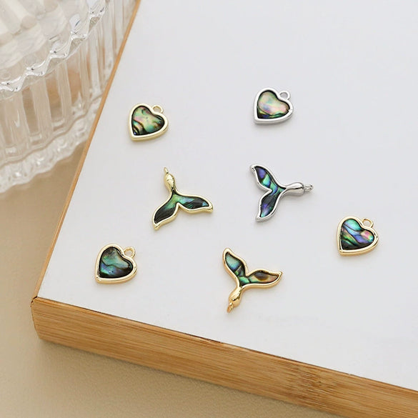 Copper Jewelry Accessories With Abalone Fritillaria Love Man Fish Tail Pendant Diy Handmade Gold Color Electroplated