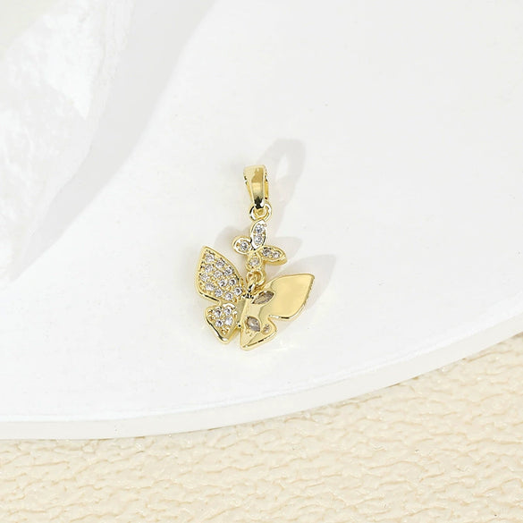 Copper Jewelry Accessories With Zircon Butterfly Pendant Inlaid Stone Electroplated Cartoon And Animal Style