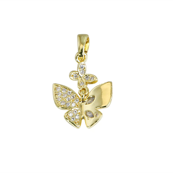 Copper Jewelry Accessories With Zircon Butterfly Pendant Inlaid Stone Electroplated Cartoon And Animal Style