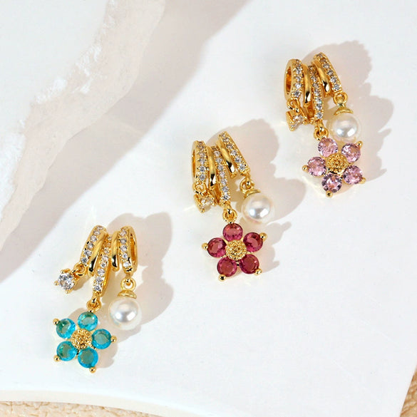 Copper Jewelry Diy Accessories Inlaid Zircon Tassel Spacer Beads Crystal Necklace Bracelet Electroplated Minimalist Plants Flowers Style