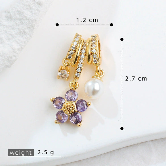 Copper Jewelry Diy Accessories Inlaid Zircon Tassel Spacer Beads Crystal Necklace Bracelet Electroplated Minimalist Plants Flowers Style