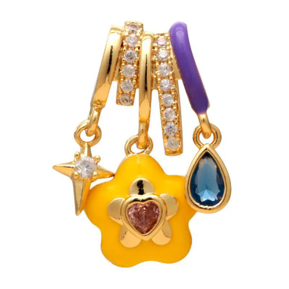 Copper Jewelry Diy Accessories Inlaid Zircon Tassel Spacer Beads Crystal Necklace Bracelet Electroplated Minimalist Plants Flowers Style